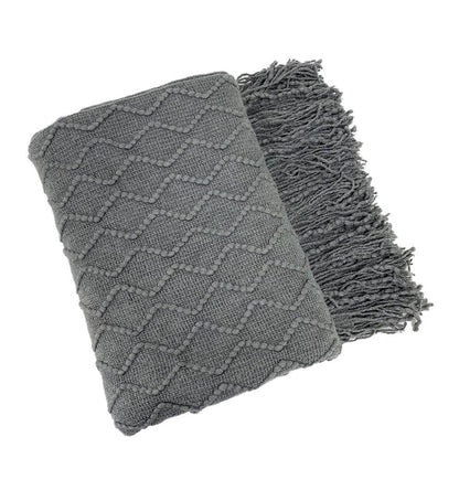 Textured Wavy Design 50x60 Inch Throw Blanket: Grey