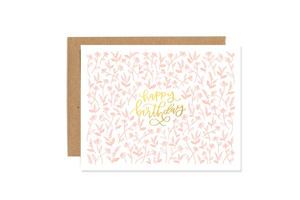 Tiny Floral Birthday Letterpress Greeting Card