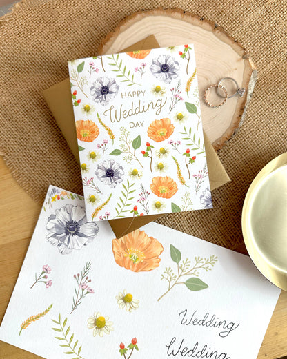 Flower Wedding Congratulations Card *Foil Stamped*