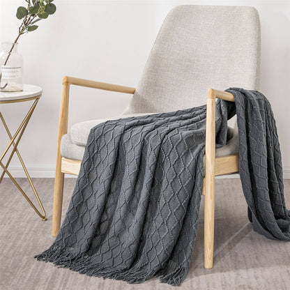 Textured Wavy Design 50x60 Inch Throw Blanket: Khaki