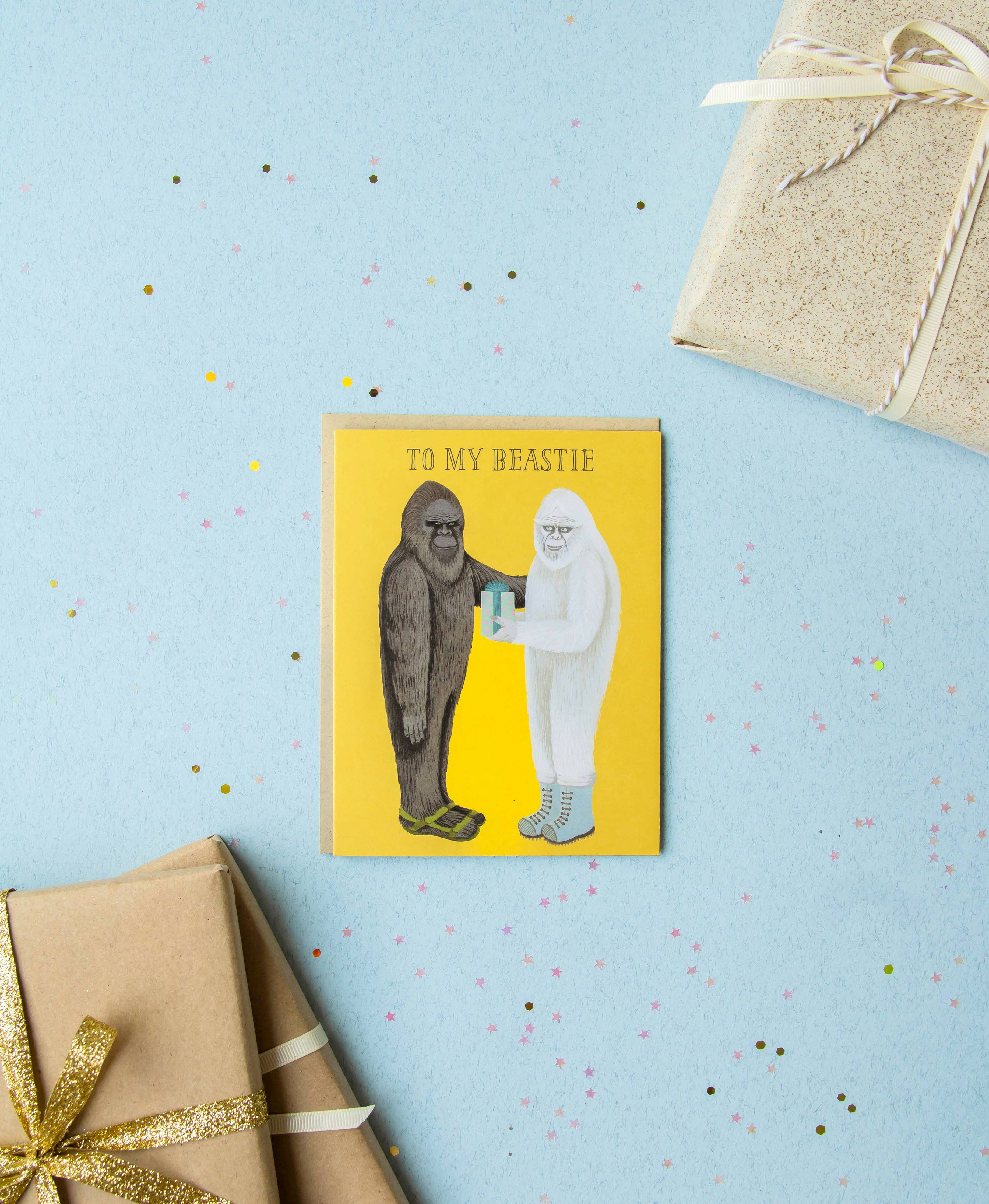 Beastie Bigfoot Sasquatch &amp; Yeti Best Friends Birthday Card