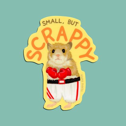 Small But Scrappy Hamster with Boxing Gloves and Shorts Sticker