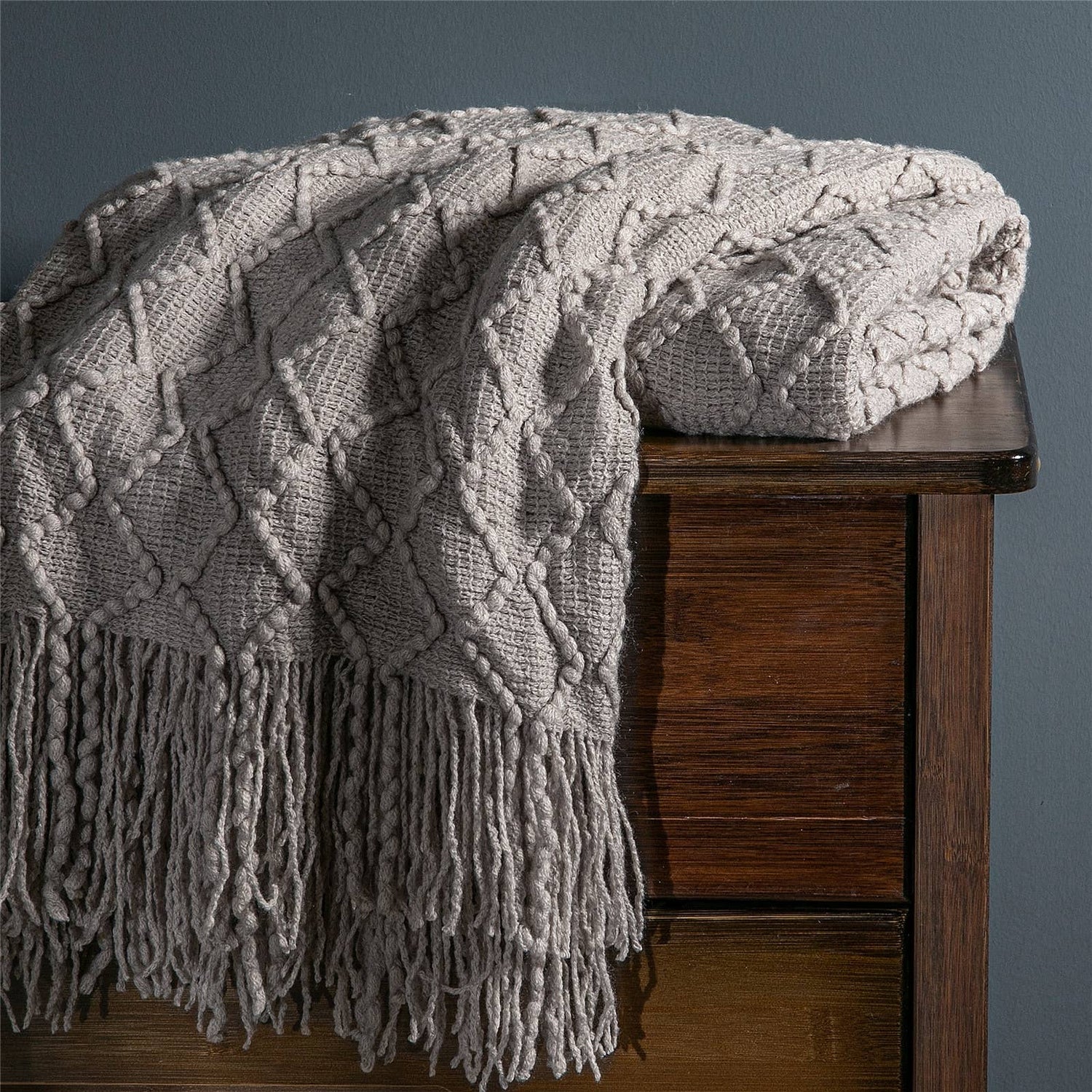 Textured Wavy Design 50x60 Inch Throw Blanket: Grey