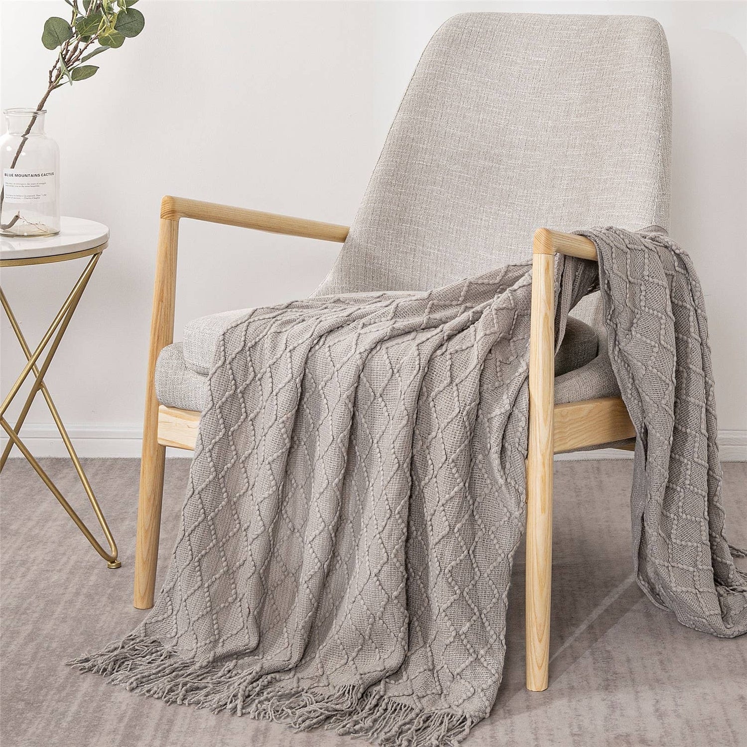 Textured Wavy Design 50x60 Inch Throw Blanket: Grey