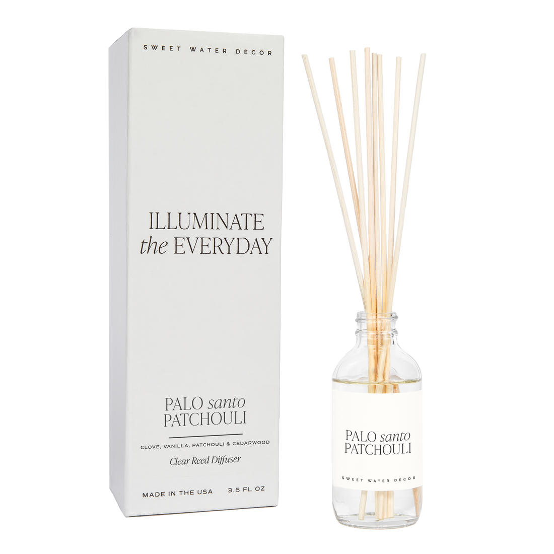 Palo Santo Patchouli Clear Reed Diffuser - Home Decor &amp; Gift