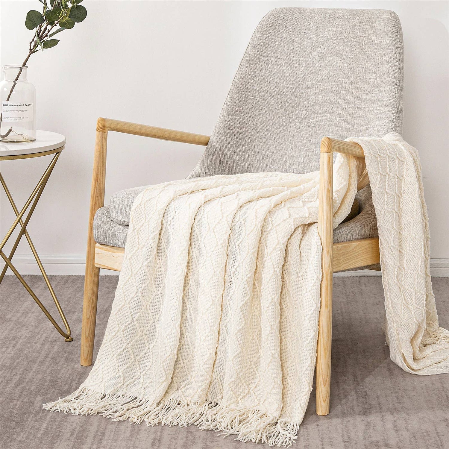 Textured Wavy Design 50x60 Inch Throw Blanket: Grey