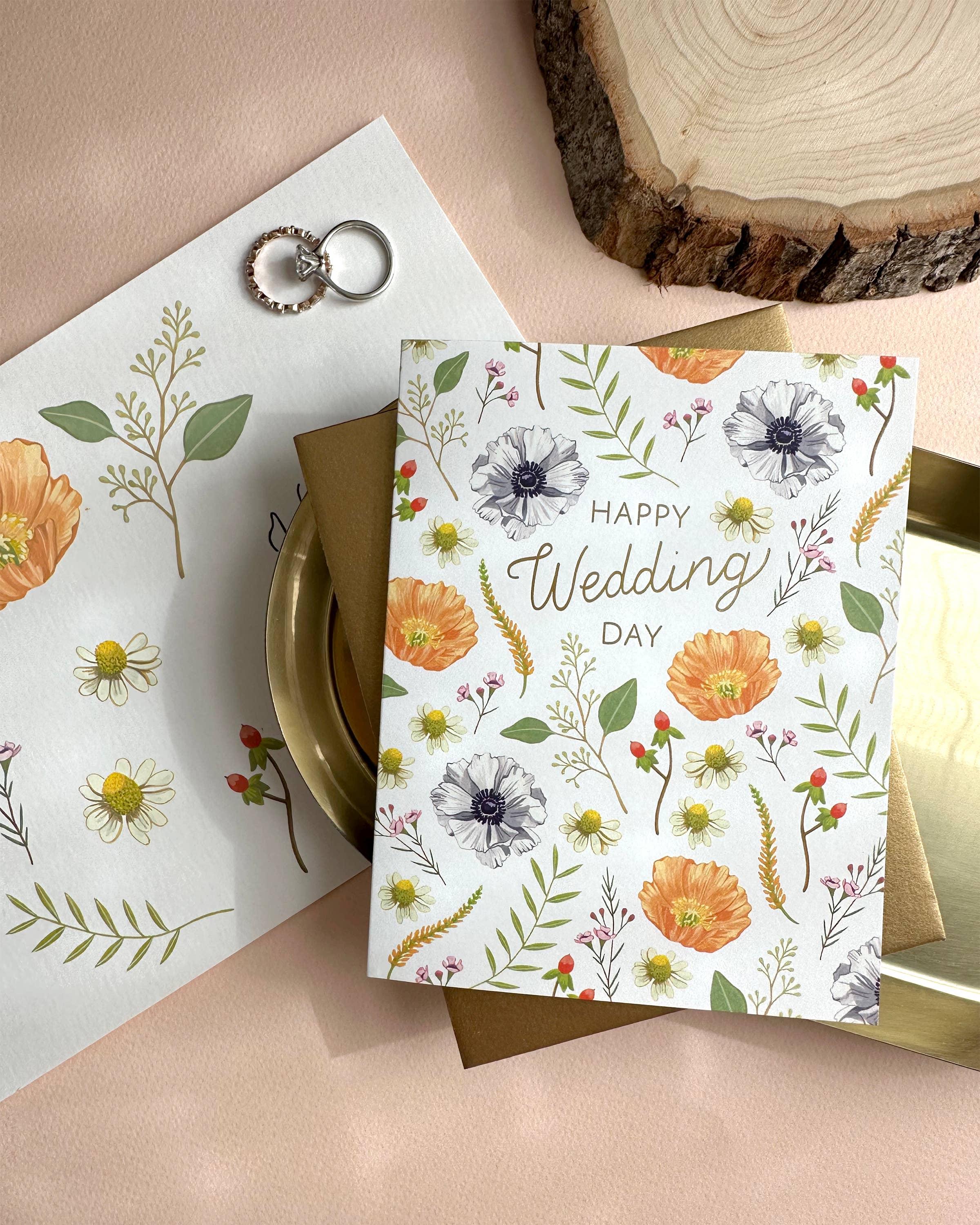 Flower Wedding Congratulations Card *Foil Stamped*