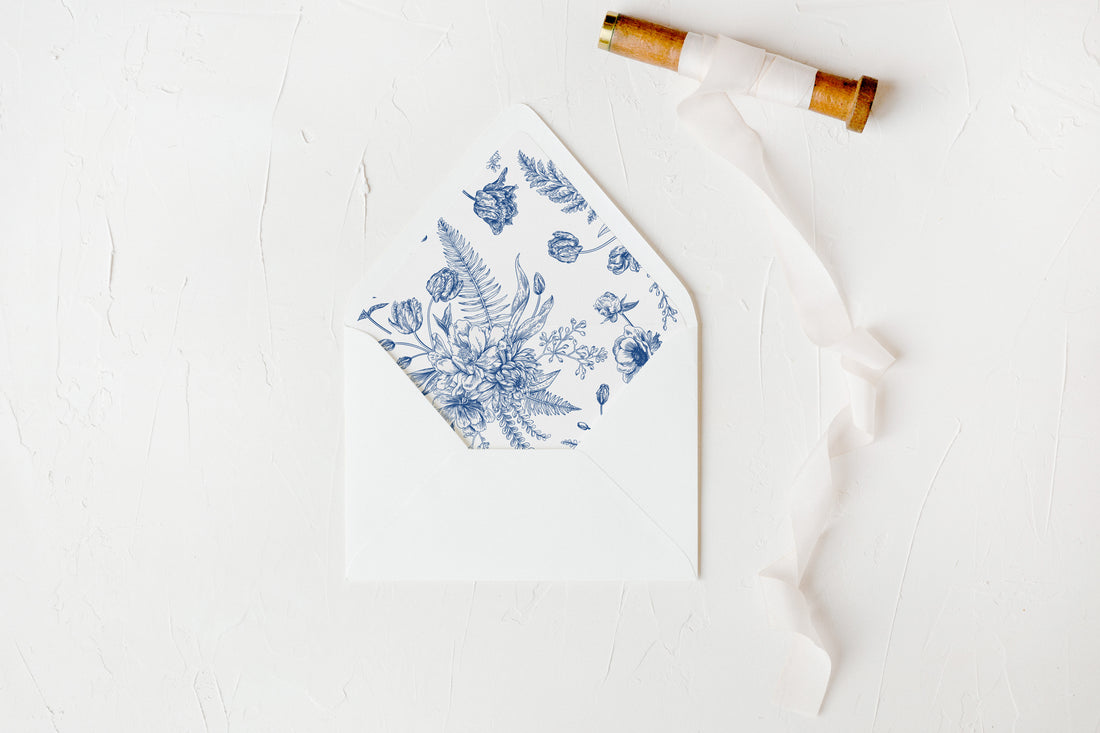 Blue Botanical Envelope Liners