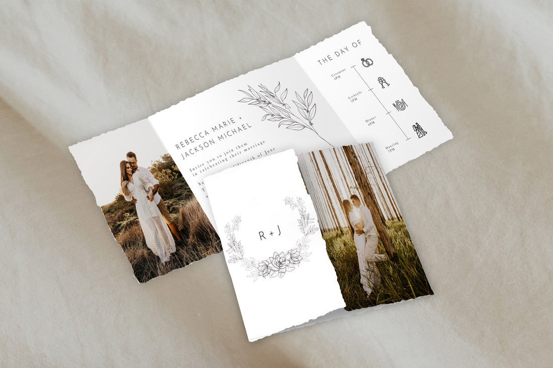 Deckled Edge Botanical Gatefold Invitation