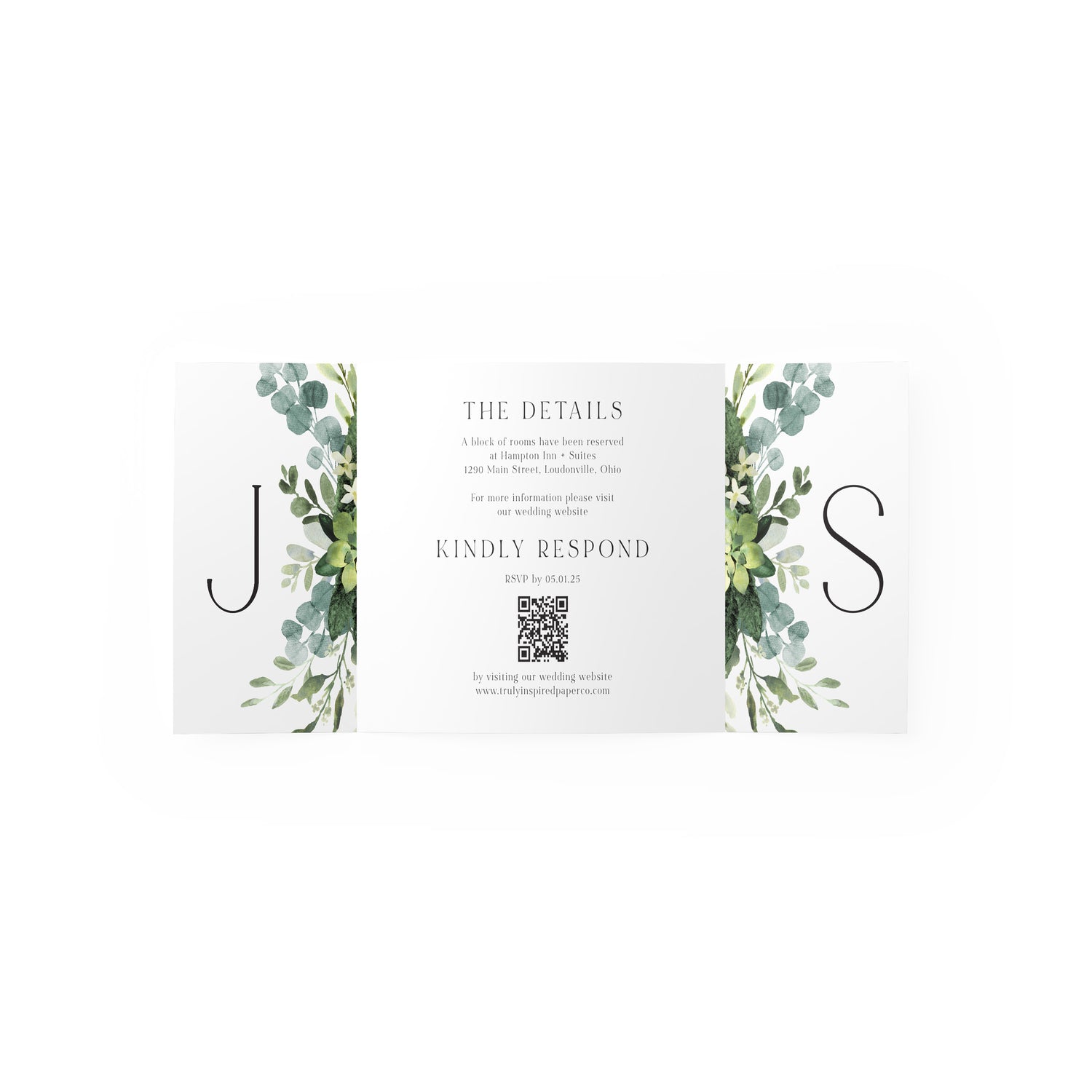 Deep Greenery Gate Fold Invitation