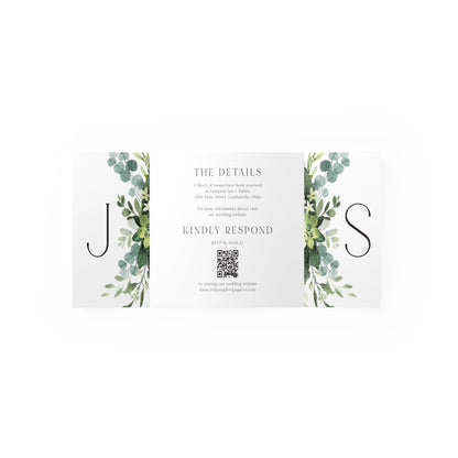 Deep Greenery Gate Fold Invitation