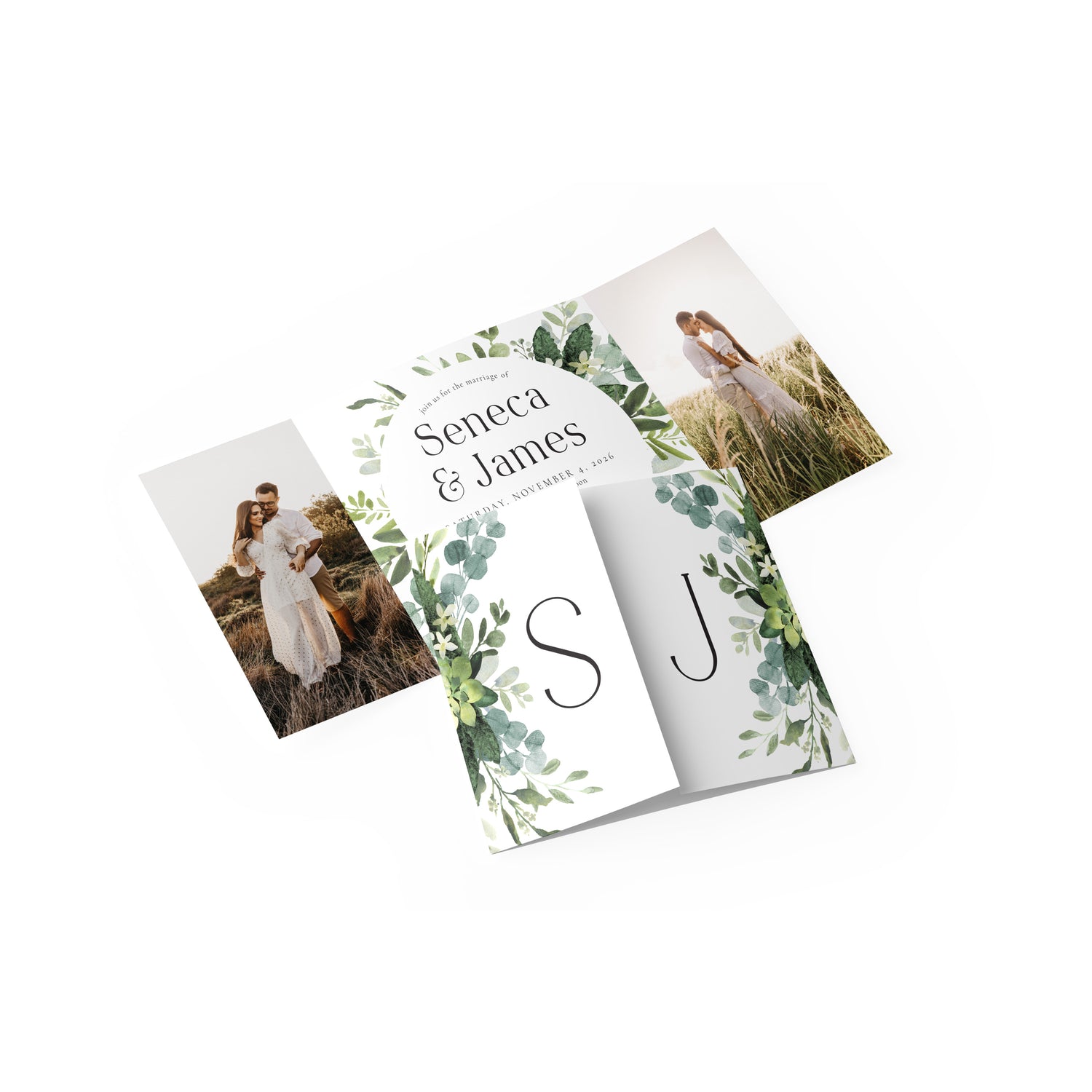 Deep Greenery Gate Fold Invitation