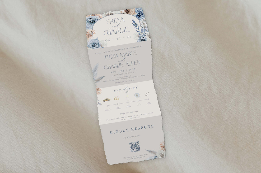 Deckled Edge Freya Tri Fold Invitation