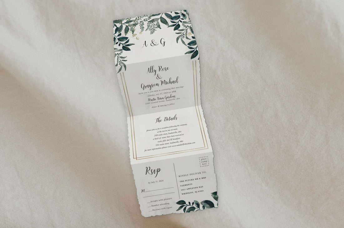 Deckled Edge Into The Wild Tri Fold Invitation