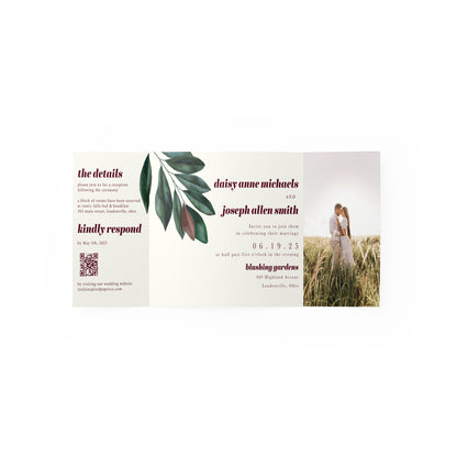 Magnolia Leaf Gate Fold Invitation