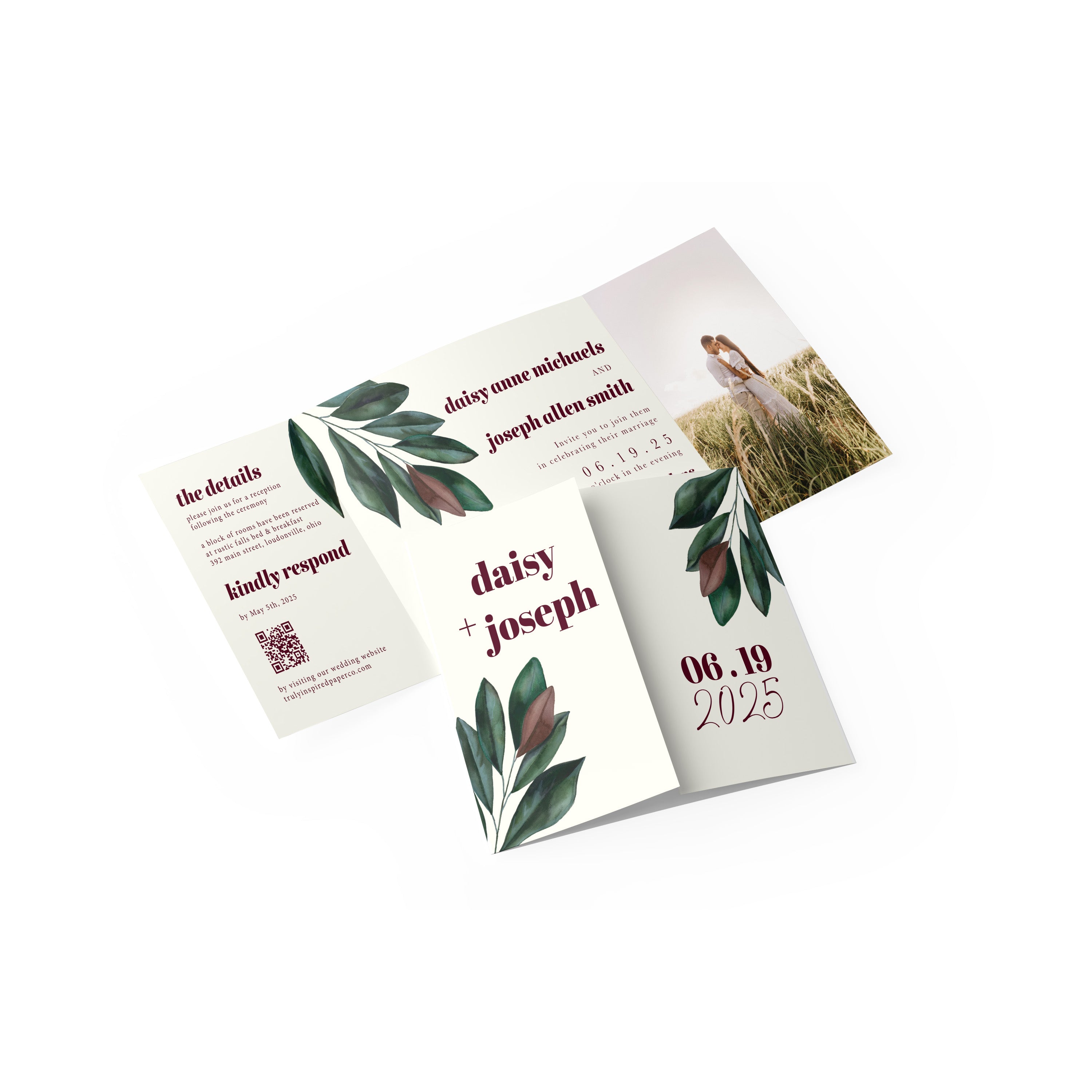 Magnolia Leaf Gate Fold Invitation