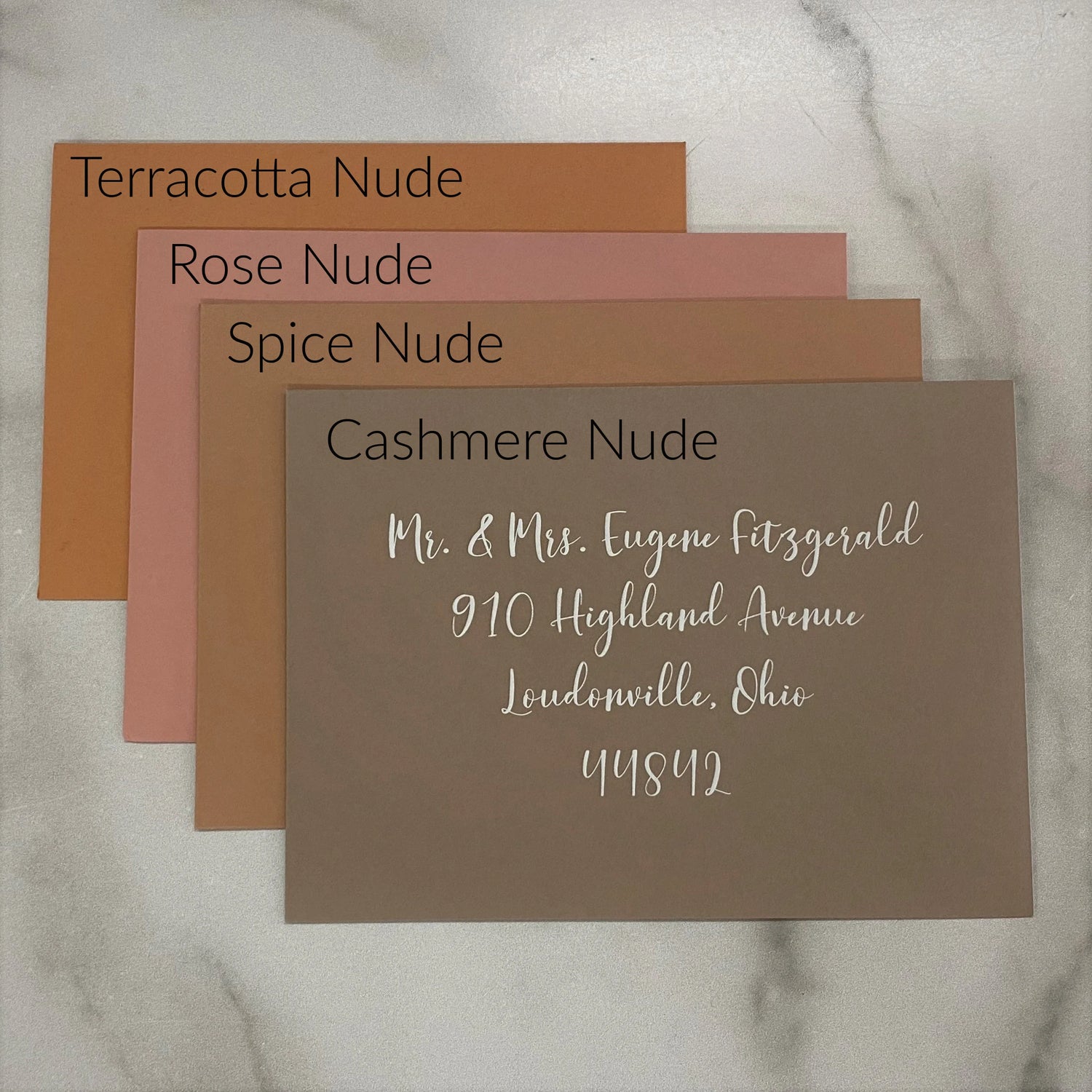 White Ink Envelope Addressing - Nude Collection