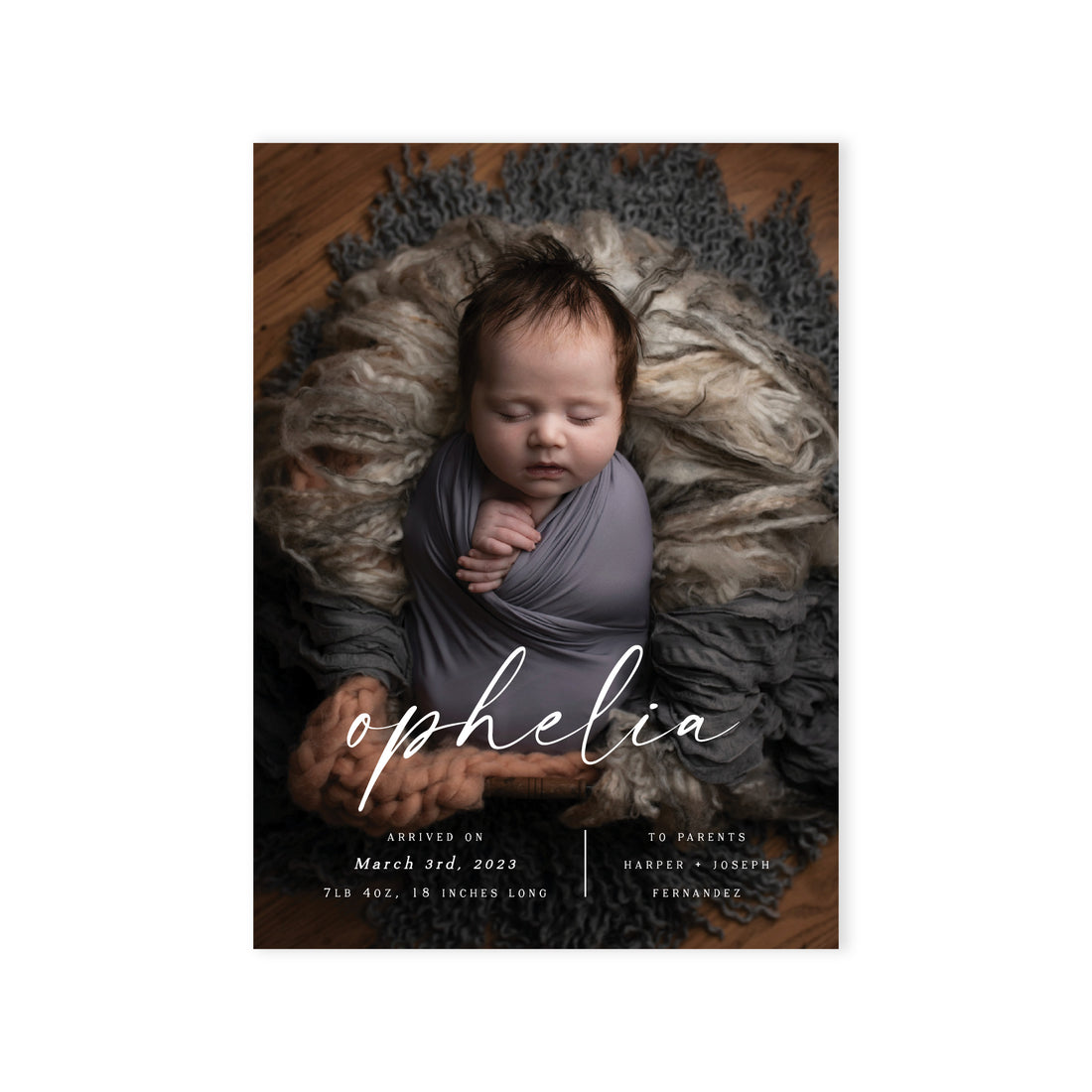 Ophelia Birth Announcement