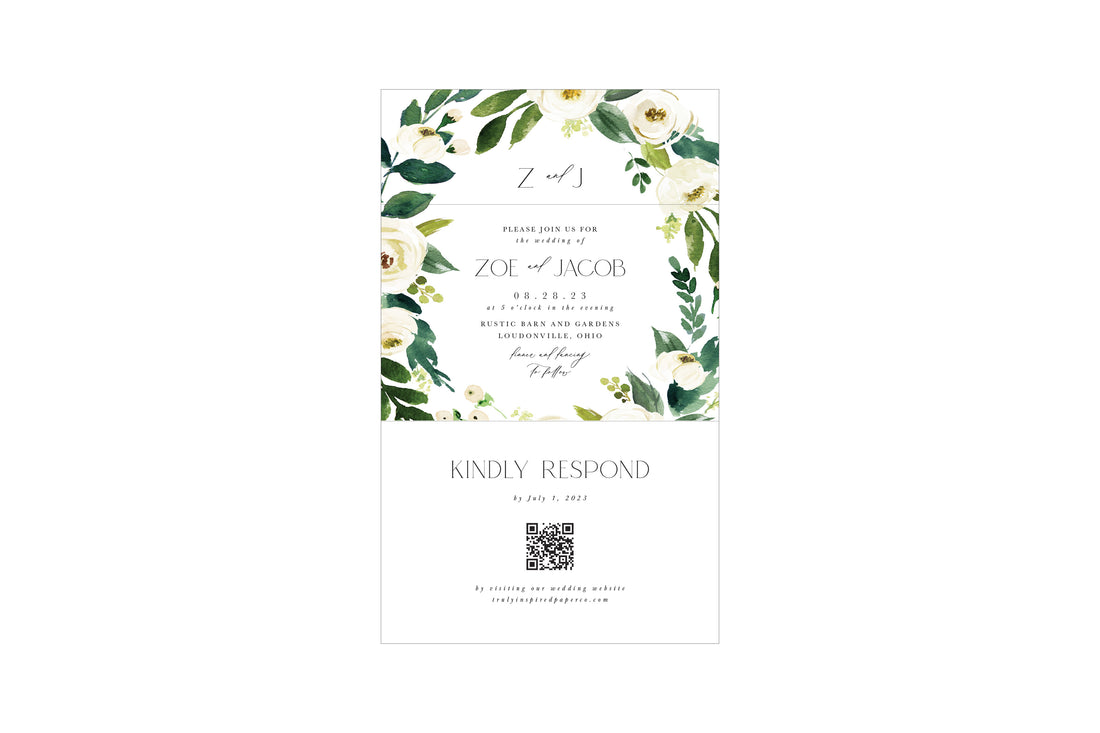 White Florals Seal &amp; Send Invitation