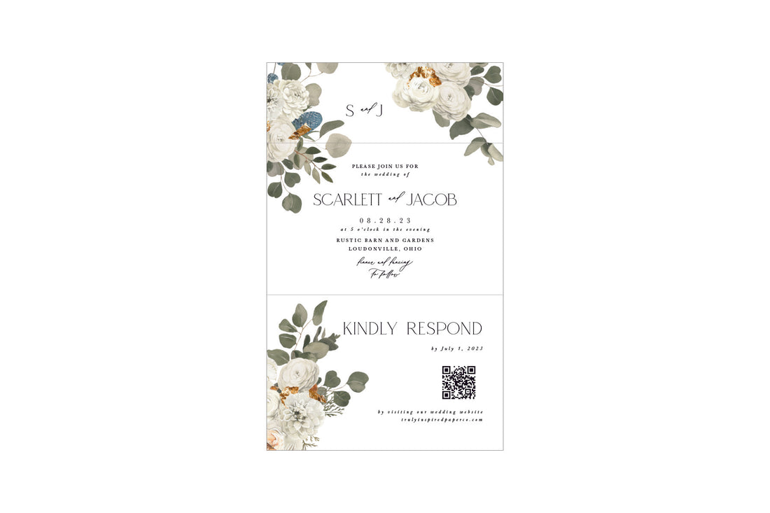 Moody White Floral Seal &amp; Send Invitation