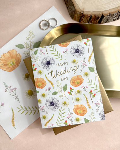 Flower Wedding Congratulations Card *Foil Stamped*