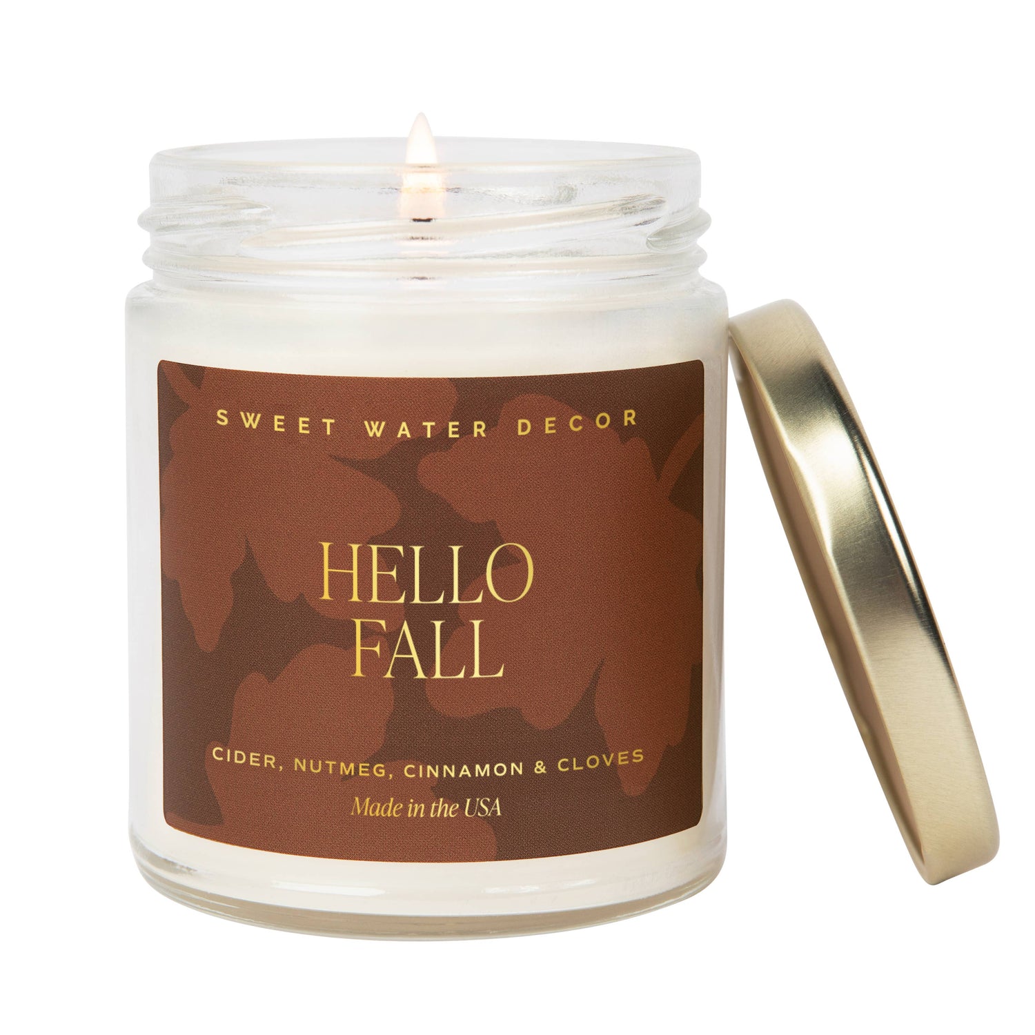 Hello Fall 9 oz Soy Candle (Gold Foil) - Fall Home Decor