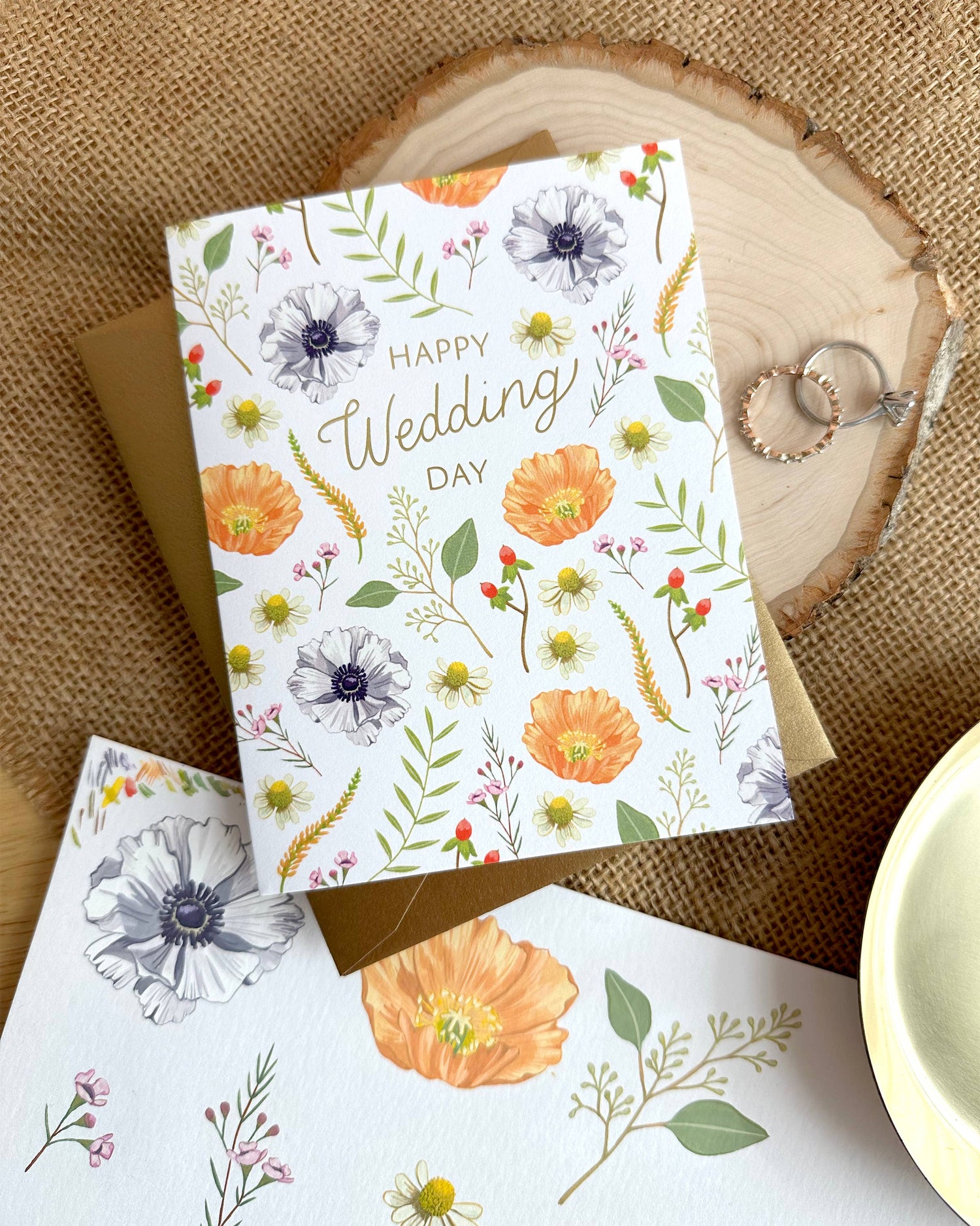 Flower Wedding Congratulations Card *Foil Stamped*