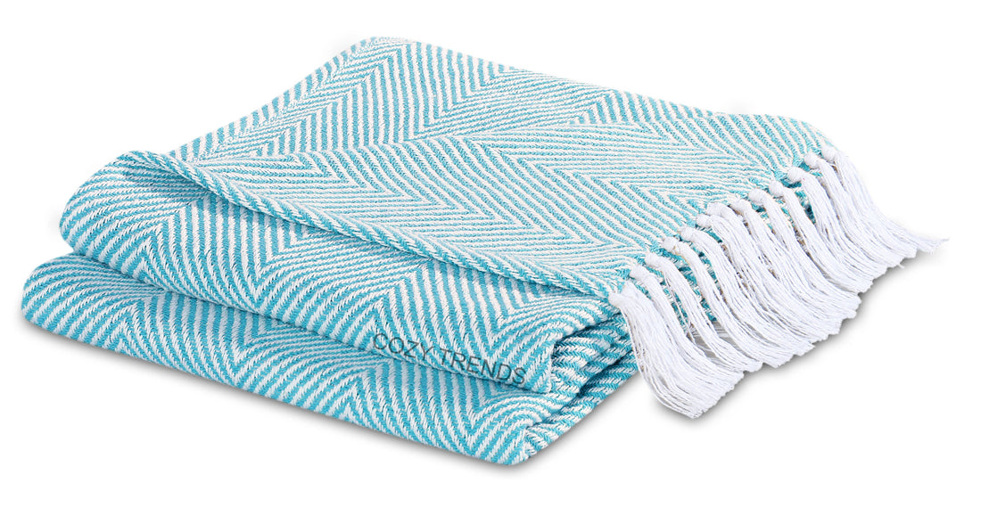 Hand woven 100% Cotton Throw Blankets with Fringes  50X60&