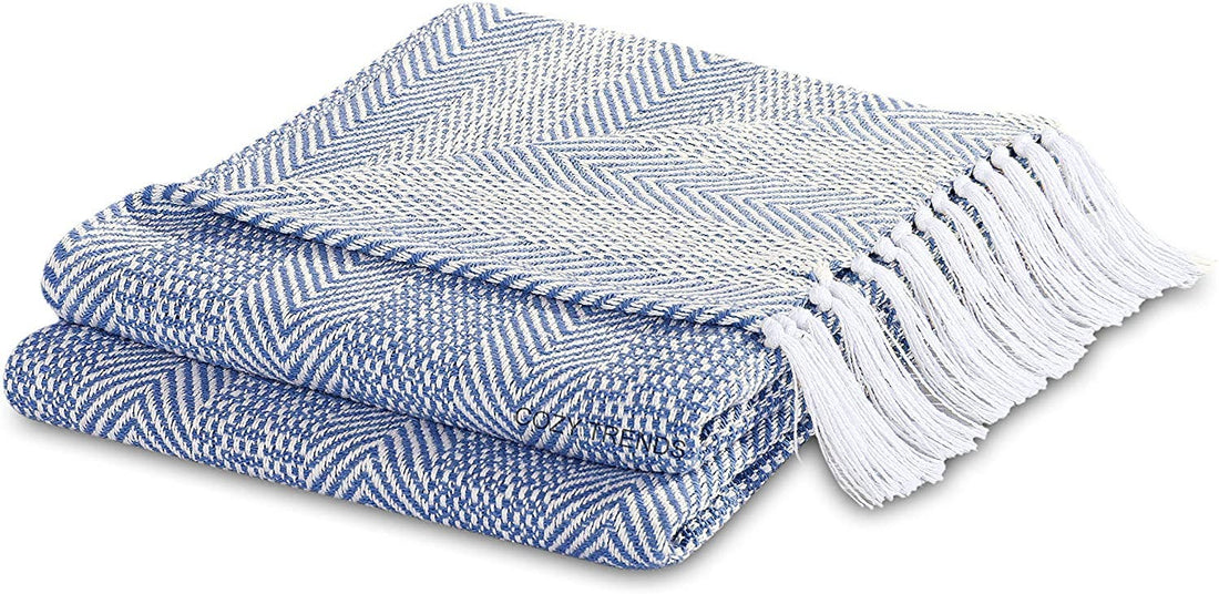 Hand woven 100% Cotton Throw Blankets with Fringes  50X60&