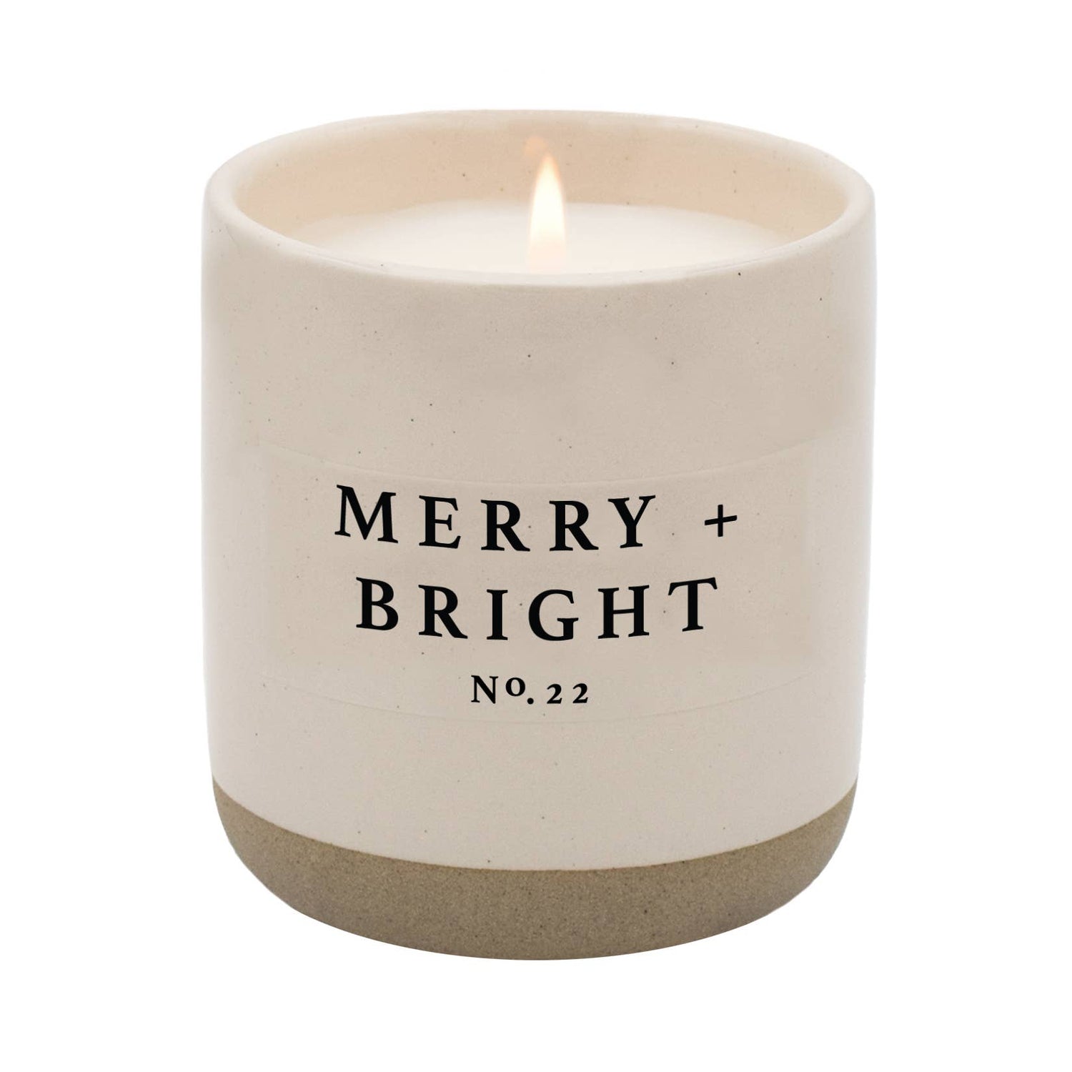 Merry and Bright Soy Candle - Cream Stoneware Jar - 12 oz