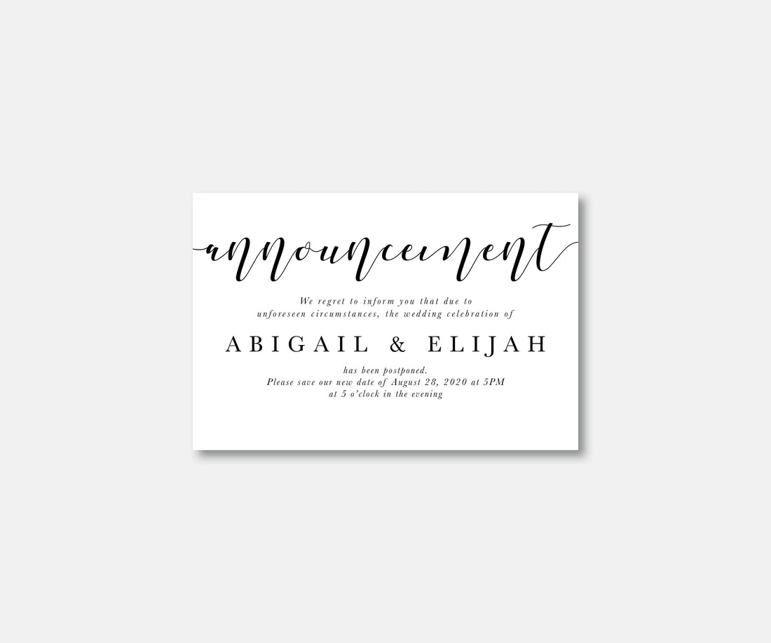 Minimalist Wedding Postcard