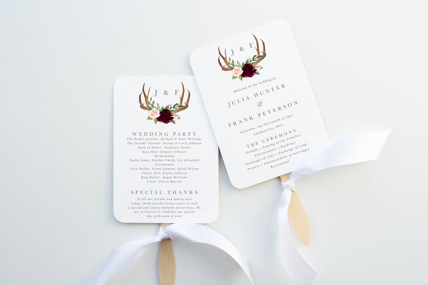 Rustic Blush Wedding Program Fan