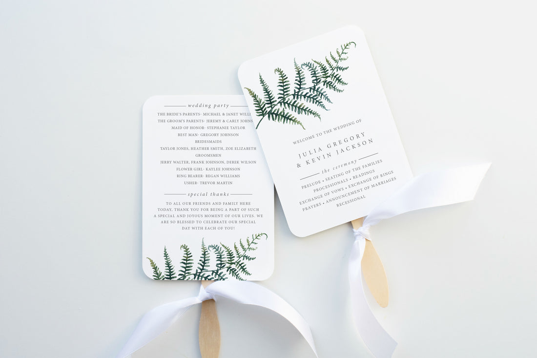 Fern Wedding Program Fan