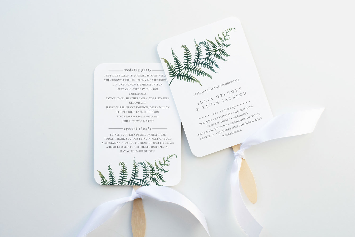 Fern Wedding Program Fan