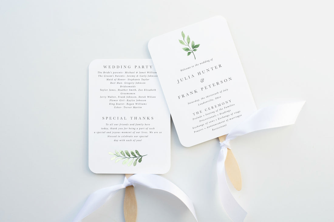 Simple Greenery Wedding Program Fan