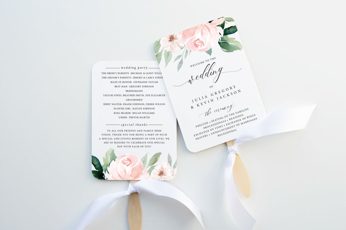 Soft Blush Wedding Program Fan