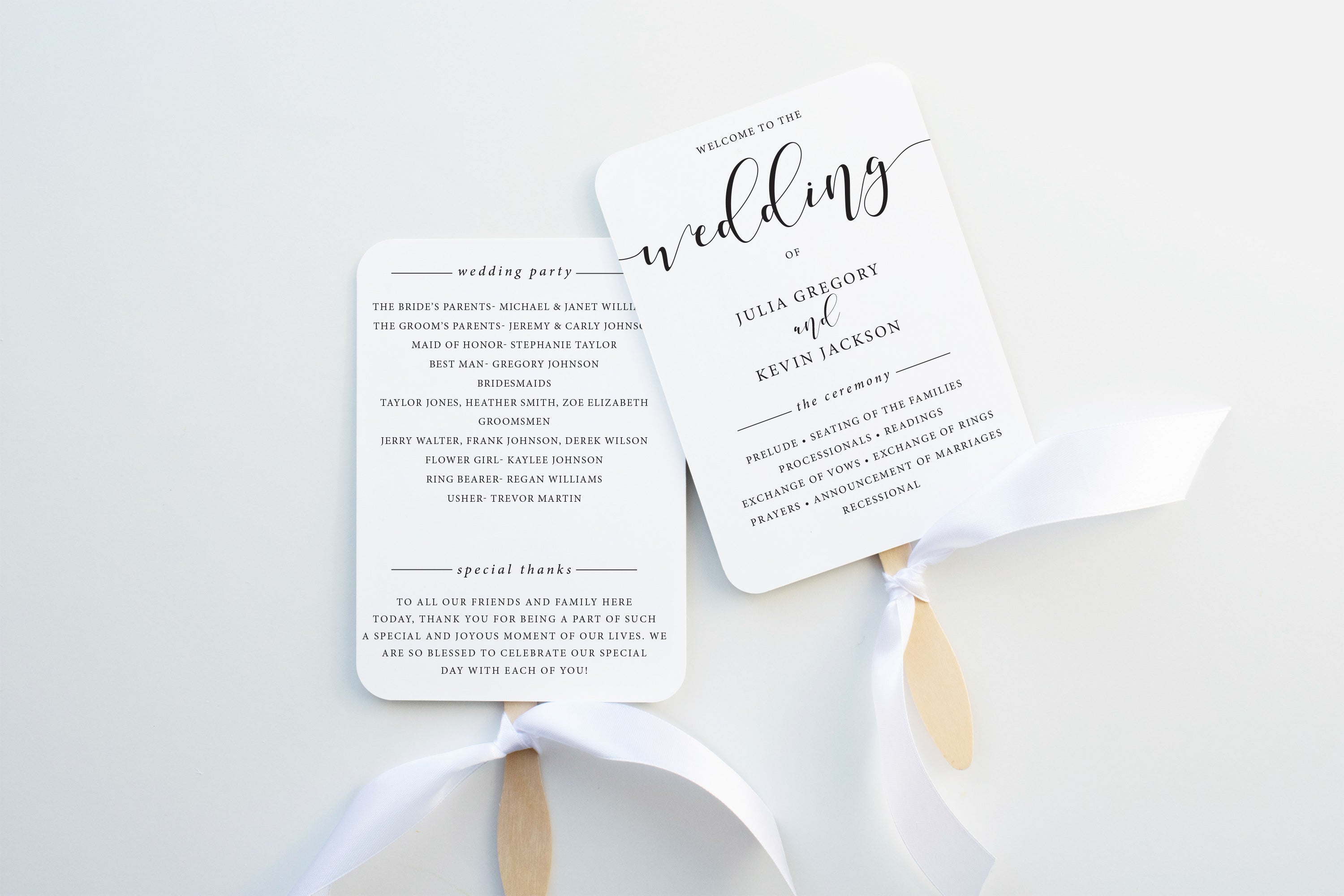 Scripted Wedding Program Fan