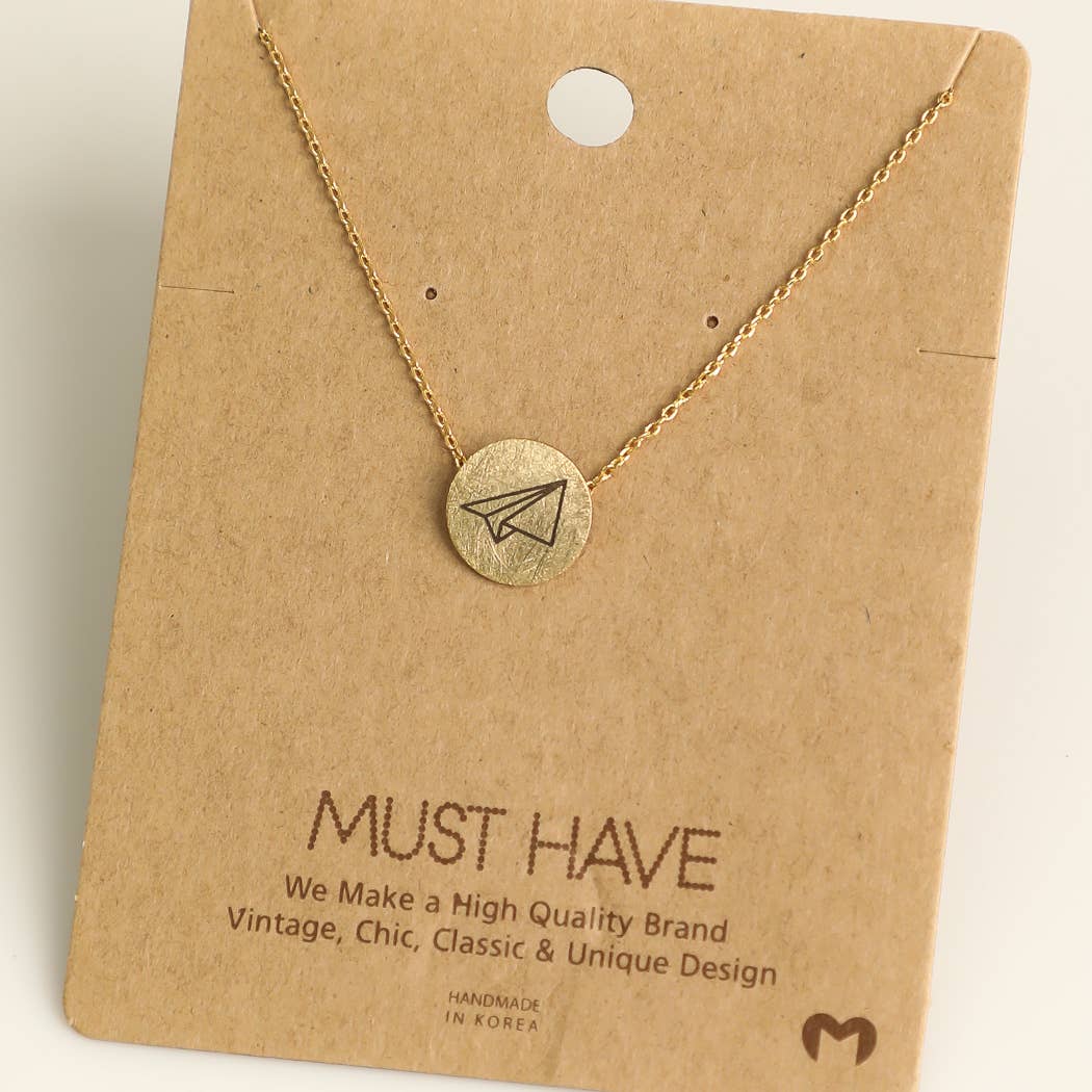 Paper Airplane Coin Necklace