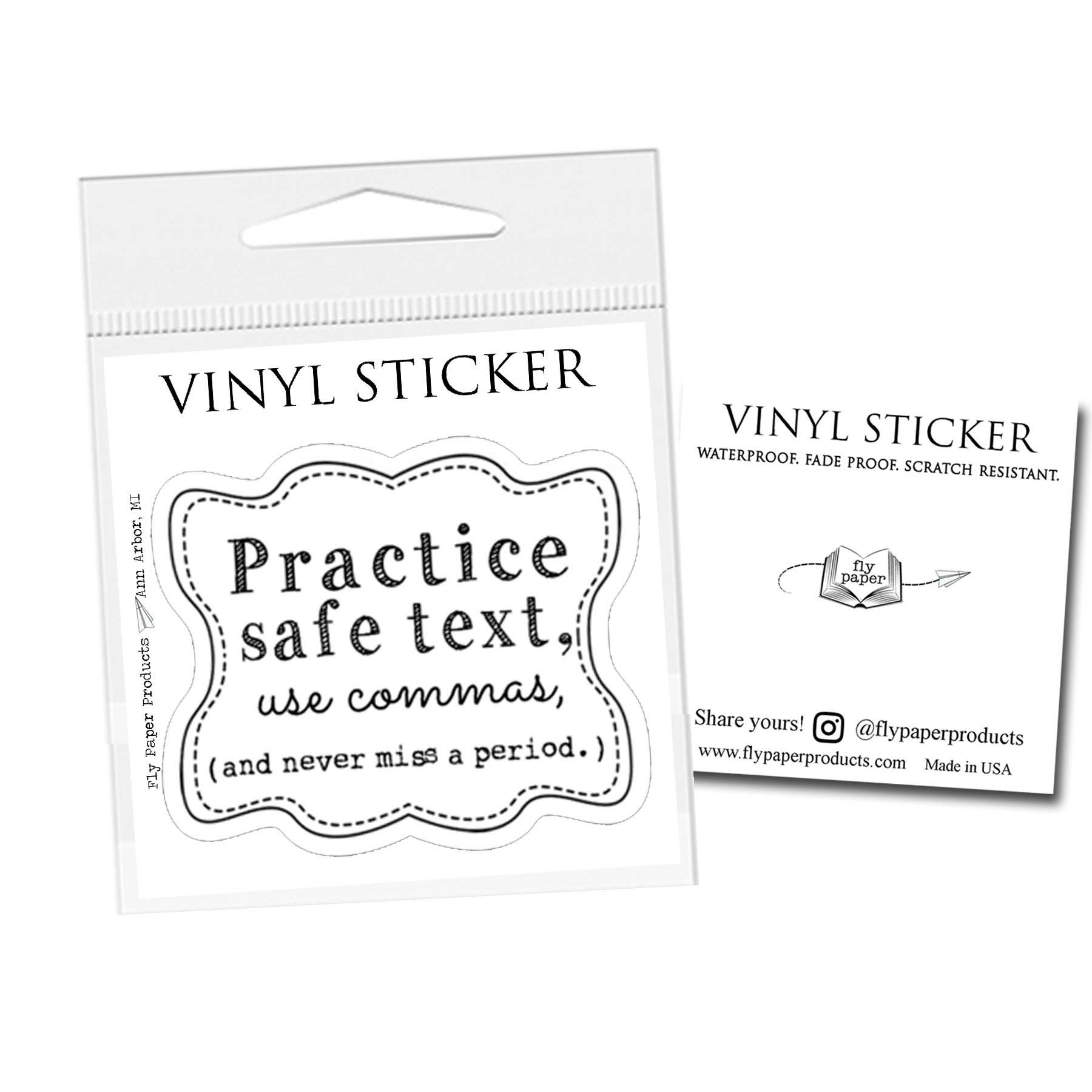 Practice Safe Text Vinyl Sticker: Packaged Sticker